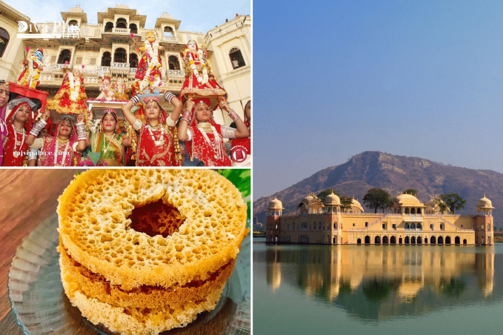 เกฮ์วาร์ (Ghevar), เทศกาลตีจ (Teej Festival), Jal Mahal (พระราชวังน้ำ)