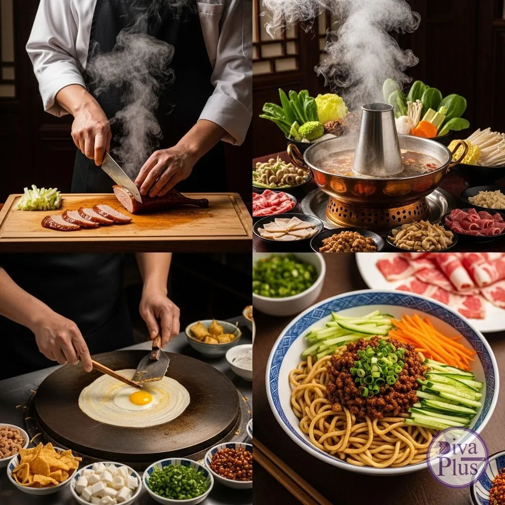 อาหารปักกิ่ง เป็ดปักกิ่ง หม้อไฟ จ่าเจียงเมี่ยน เจียนปิ่ง