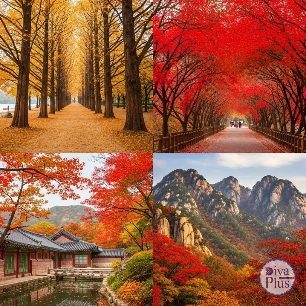 จุดชมใบไม้เปลี่ยนสีเกาหลี เกาะนามิ นะจังซาน พระราชวัง