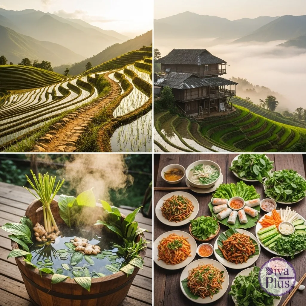 กิจกรรมซาปา เดินเท้านาขั้นบันได โฮมสเตย์ อาบสมุนไพร