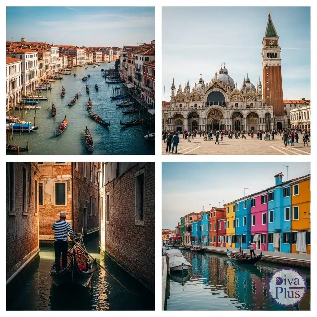 สถานที่ท่องเที่ยวเวนิส คลองใหญ่ กอนโดลา เกาะบูราโน จัตุรัสซานมาร์โค